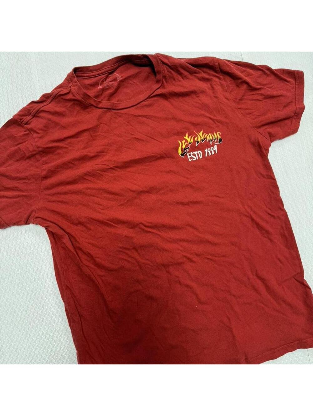 Lee Jeans Flame Skull Graphic T-Shirt Red Size M